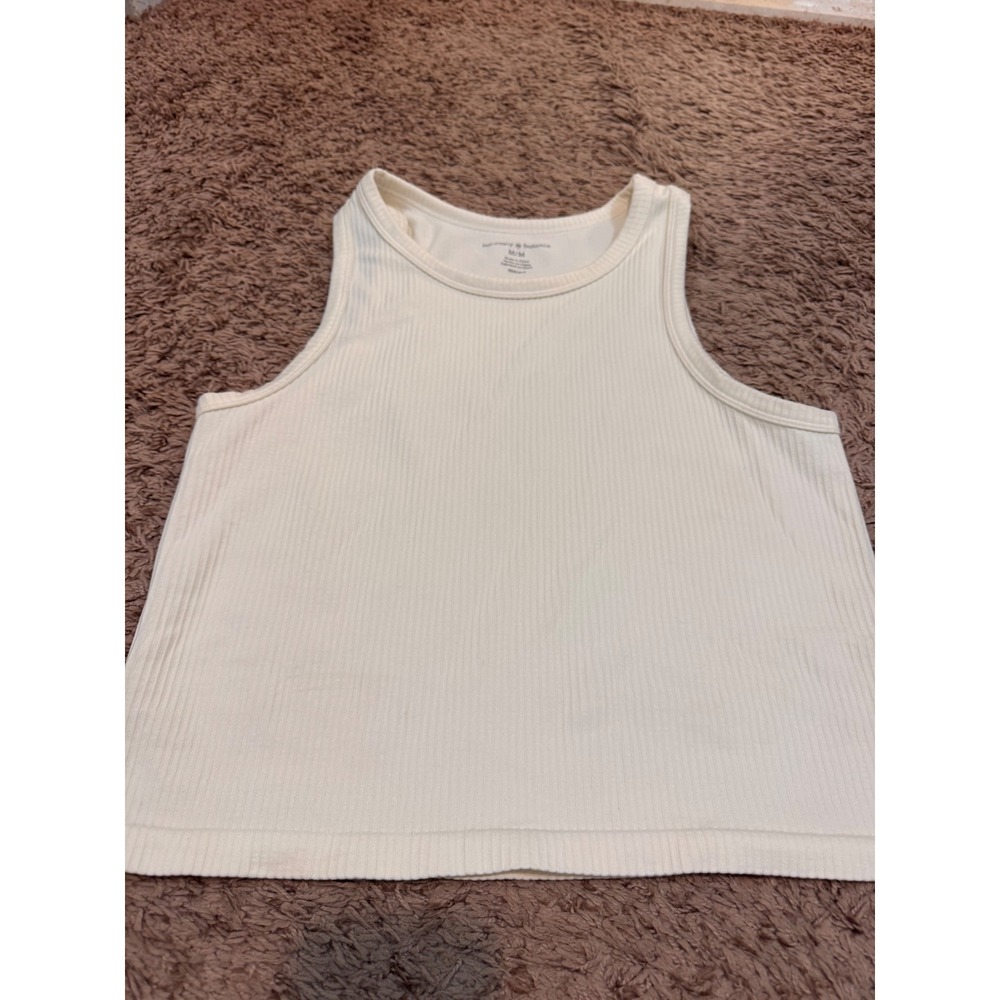 Harmony & Balance Ivory Ribbed Tank Top Women's Medium High Neck Worn Once